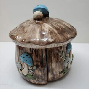 VTG ARNELS 1974 Mushroom Ceramic Divided 4 Section Cookie Jar Canister Set MCM