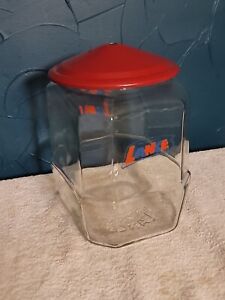 VINTAGE X-LARGE GLASS LANCE CRACKERS JAR W/METAL LID