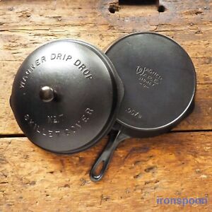 RARE Vintage WAGNER WARE Cast Iron SKILLET Frying Pan # 7 with LID - Ironspoon