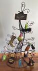 VTG PIER One Spooky Wire Halloween Tree & 15 Glitter Ornaments Witch Hat Bat Cat