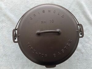 GRISWOLD #10 CAST IRON TITE-TOP BASTER SLANT LOGO P/N 835A WITH LID AND TRIVET