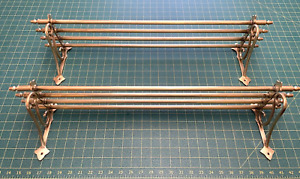 2 Vintage Brass Wall Shelves Pullman Style Railroad Bathroom Hat Racks 28" Long