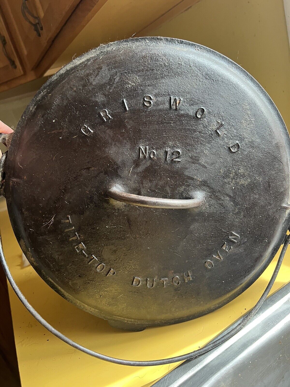 Antique #12 GRISWOLD 1920 All Original Cast Iron Dutch Oven Raised Letter On Lid
