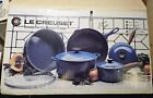 NIB Vintage Blue Le Creuset 10pc Set Double Boiler Dutch Oven Skillet Sauce Pans