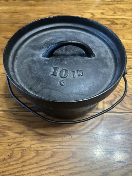 Antique Cast Iron Pot Gate Mark 3 Footed (cut Off) Camp Dutch Oven With Lid 10"