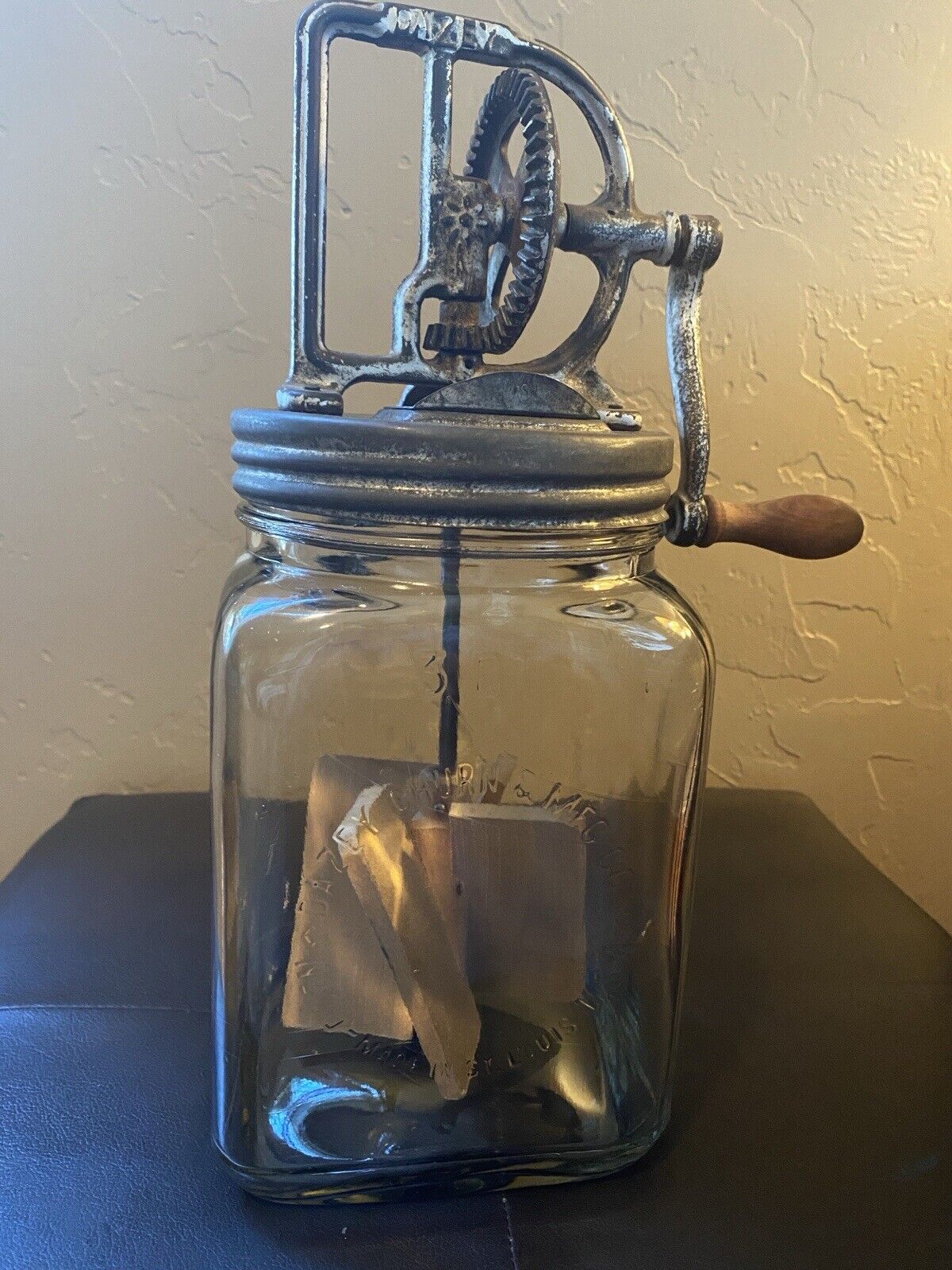 Authentic Dazey Mfg Co #30 Glass 3 Quart 34C Metal Gear Butter Churn 4-561