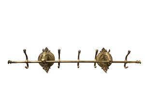 Vintage Brass Horse Head Coat Hat Rack Wall Hanging 5 Hooks Western RARE