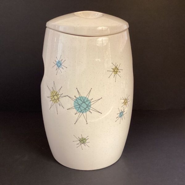 Vintage 1950s Franciscan Gladding McBean Atomic Starburst Largest Canister Rare