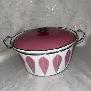 Vtg Rare CATHRINEHOLM Lotus Design Pink Dutch Oven with Lid 12.5” 8 Quart