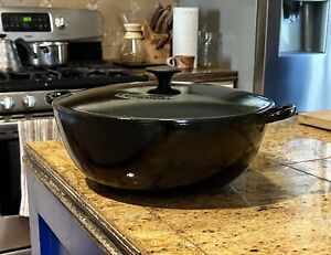 Le Creuset Marmite 32cm Onyx Black Vintage Dutch Oven Braiser Retired Enamelware