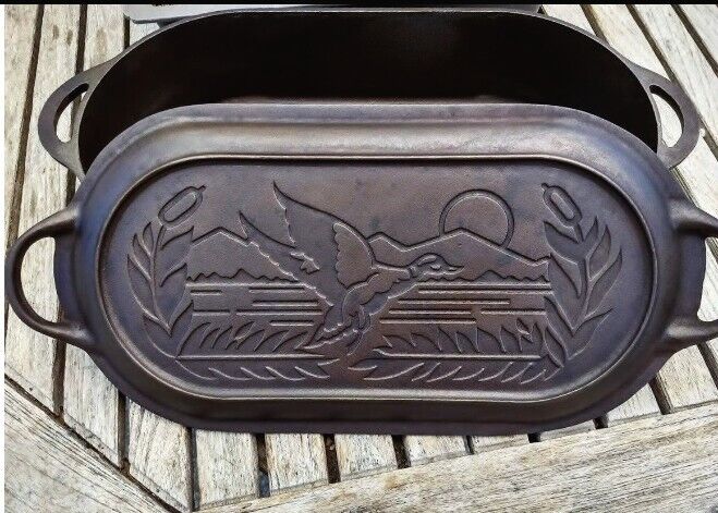Rare Lodge Sportsman Cast Iron Sportsman Cooker #404 With Ribbed Grill/Lid 10qt