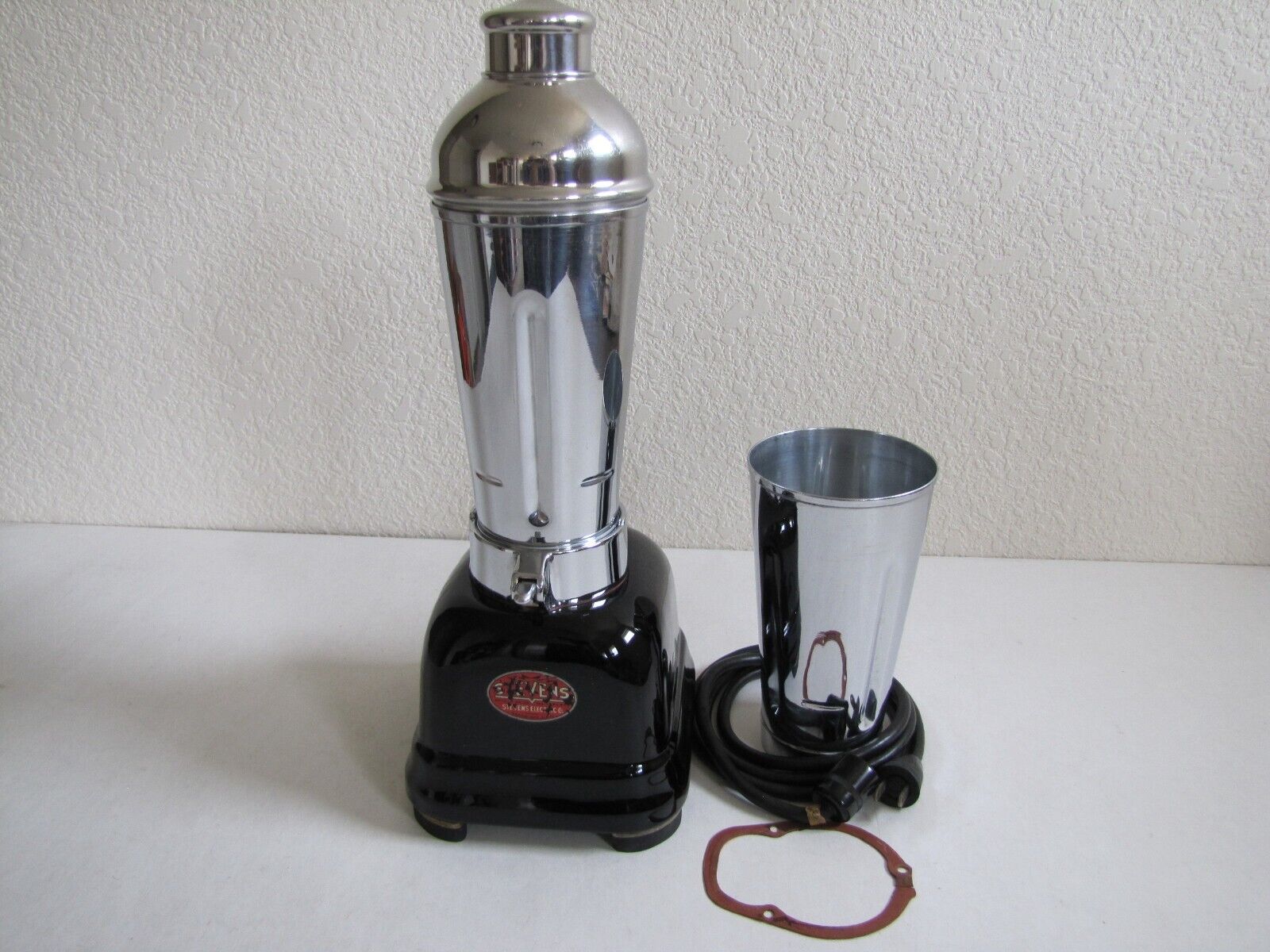Vintage Stevens Electric Black Porcelain Base Blender Mixer Oster Malt Milkshake