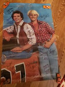 THE DUKES OF HAZZARD Warner Bros. poster signed Boss hogg Rosco Bo Luke OLD rare