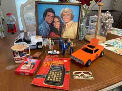 Vintage The Duke Of Hazzard Lot, 7 Figures, General Lee, Daisy Jeep, & Lots More