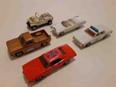 Ertl Dukes of Hazzard 5 Vehicle lot Cadillac Sheriff General Daisy Jeep Cooter