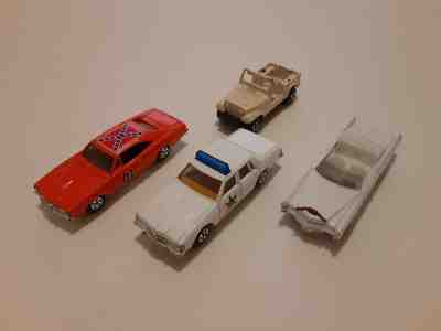 Ertl Dukes of Hazzard 4 Vehicle lot Cadillac Sheriff General Daisy Jeep vintage