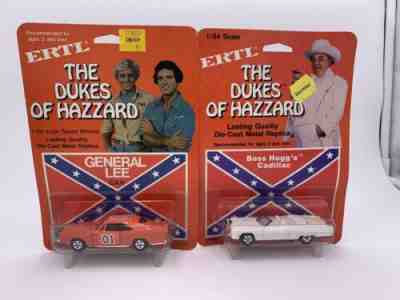 Vintage Ertl 1:64 Dukes Of Hazzard Boss Hogg’s Cadillac & General Lee RARE SET!