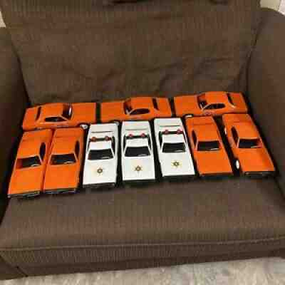 7 Dukes of Hazard Plastic Cars, GayToys General Lee And 3 Police Cars, New!