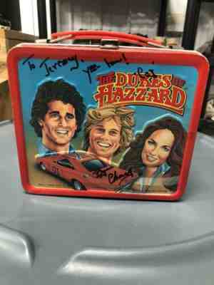 dukes of hazzard coy and vance lunch box signed by Byron Cherry