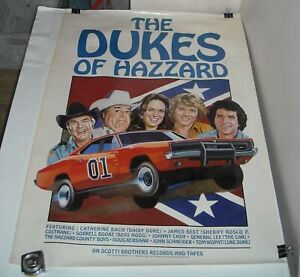 ROLLED 1981 The DUKES of HAZZARD TV SOUNDTRACK ALBUM ADVERTISING PROMO POSTER