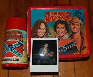 Dukes of Hazzard 1980 metal lunchbox w thermos Signed READ! Schneider used!