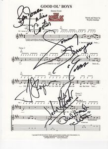 The Dukes of Hazzard SIGNED Good Ol' Boys theme sheet music COA Cletus Cooter +3