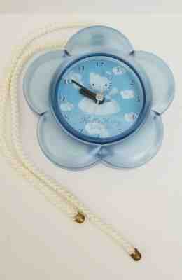 1999 Sanrio HELLO KITTY Blue ANGEL Splash Proof BATH CLOCK w Towel Hanger NEW