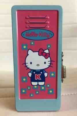 Vintage Rare Sanrio Hello Kitty 2001 Metal Tin Locker Bank W/ Mini Lock & Key