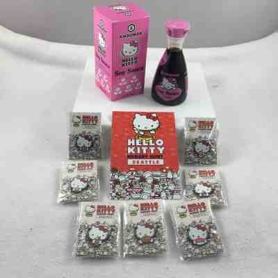 Hello Kitty Seattle Hungry Hunt 7 Pins Lot + Bonus First Edition Soy Sauce w Box