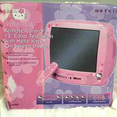 Hello Kitty Pink 13" Vintage Television TV With Remote NEW