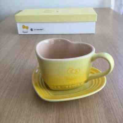 Le Creuset Ã? Hello Kitty Heart Shaped Cup & Saucer Yellow in Box New