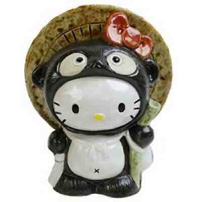 Shigaraki Ware Hello Kitty Pottery Tanuki Raccoon dog Japan New F/S