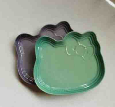 Le Creuset x Sanrio Collaboration Hello Kitty Plate Set of 2 Green Purple
