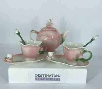 Hello Kitty Sanrio 2009 Tea Service Set RARE Porcelain Floral Displayed Only