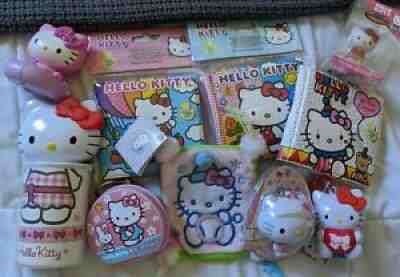 Large Sanrio Hello Kitty Lot of 10 Items Keychains, Books, Eraser, Toys