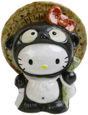 Shigaraki Ware HELLO KITTY Pottery Tanuki Raccoon Dog Japan Kawaii