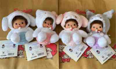 Sanrio Kitty x Babychichi Monchichi Plushie Set of 4: Cinnamon, My Melody Kuromi