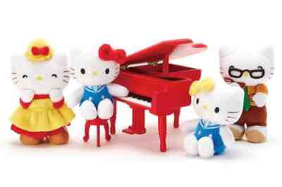 HELLO KITTY CUTE Hello Kitty family Plush Toys & Piano Music Box set SANRIO Rare