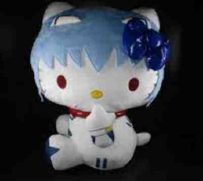 Evangelion Rei Ayanami x Hello Kitty Plush Ichiban Kuji Rare 45cm