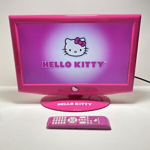 Sanrio Hello Kitty TV Monitor KT2219 Hot Pink Flat Screen With Remote - Read