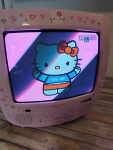 Hello Kitty Pink 13" Vintage CRT Retro TV/DVD Combo - Works Perfectly - Tested