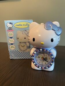 Vintage Sanrio Hello Kitty Blue Analogue Alarm Clock - Japan 1998 NEW NIB
