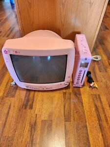 Hello Kitty Pink 13" Vintage CRT Retro Game TV HK TV13 W/Hello Kitty DVD Player