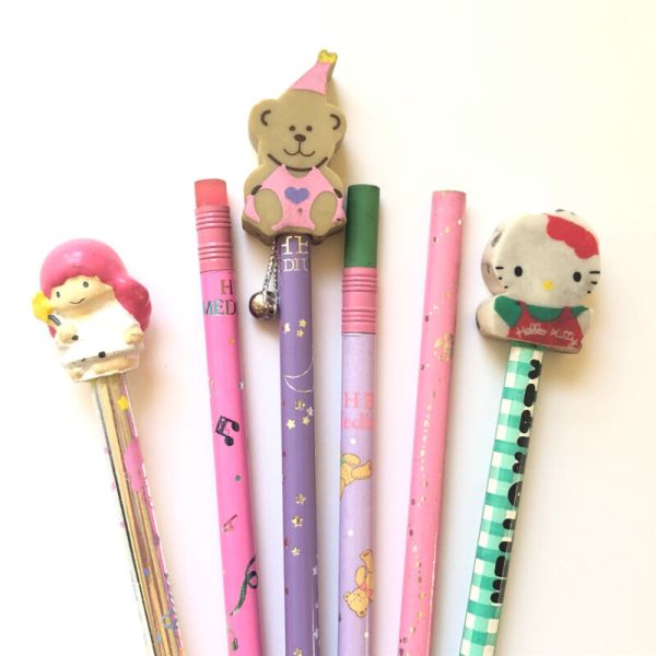 Lot of 6 vintage Sanrio pencils, 1989 -1990 Little Twin Stars Hello Kitty RARE