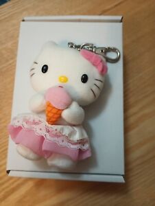 Vintage 2003 Hello Kitty w Ice Cream Cone Plush Clip Nakajima Sanrio Rare