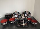 Sanrio 1976, 2000 Hello Kitty Black and Multi CeramicDinner Plate Bundle Kitchen