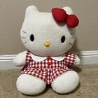 Vintage 1998 Sanrio Japan Hello Kitty Plush 20” Red Gingham Check Dress Rare