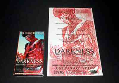 1993 Leif Jonkerâ??s DARKNESS Unrated RARE Horror Gore VHS + PROMO HYPE FLYER OOP