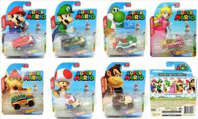 2017 Hot Wheels Set of 7 Super Mario 1/64 Character Cars Collectible
