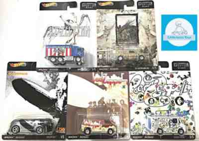 Hot Wheels Premium Pop Culture Led Zeppelin Complete Set 1-5 DAMAGED BLISTER